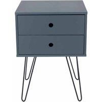 Core Products Options Blue Telford White & Metal 2 Drawer Bedside Cabinet Blue