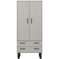 Core Products Texas 2 Door 2 Drawer Wardrobe Grey Wash Waxed Pine