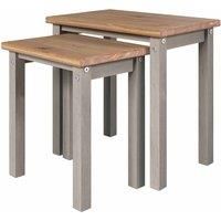 Grey Oak Nest Of Tables Solid Pine Living Room Home Furniture