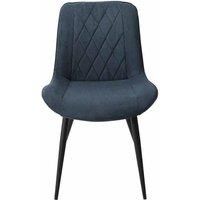 Aspen Diamond Stitch Blue Cord Fabric Dining Chair Black Tapered Legs Pair