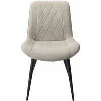Aspen Diamond Stitch Lt Grey Cord Fabric Dining Chair Black Tapered Legs Pair