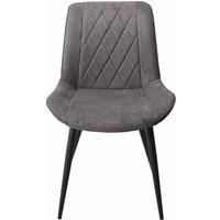 Aspen Diamond Stitch Grey Fabric Dining Chair Black Tapered Legs Pair