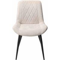 Aspen Diamond Stitch Natural Fabric Dining Chair Black Tapered Legs Pair