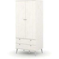Augusta Curve Two-Door and Two-Drawer Wardrobe - White, white