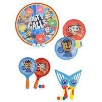 Paw Patrol Kids 4 in 1 Bumper Garden Games Box | Pop Ball & Sticky Catch Target Shot | Indoor Outdoor Fun Play | Childrens Fun Garden Beach Camping Party Games | Ages 3+
