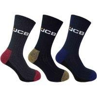 JCB Socks - Workwear Apparel Socks Mens - 3 Pack - Reinforced Heels and Toes - Boot Socks - Assorted Black Socks - UK 6-11, EUR 39-46