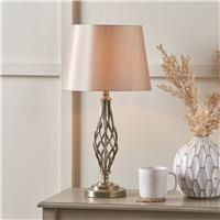 Antique Brass Metal Twist Detail Table Lamp