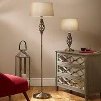 Antique Brass Metal Twist Detail Floor Lamp