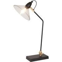 Matt Black Metal and Glass Cone Table Lamp