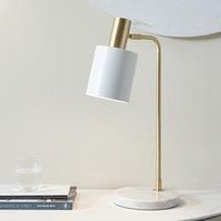 Pacific Lifestyle Table Lamp, Polished Brass/Painted White/White Marble