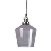 Pacific Lifestyle Antique Silver Metal And Smoke Glass Pendant