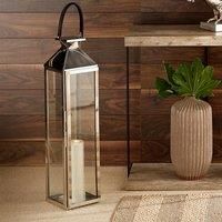 Pacific Silver Stainless Steel And Glass Lantern Large