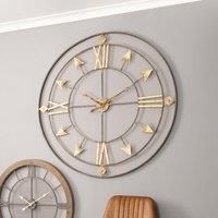 Celestial Antique Grey & Gold Metal Large Round Wall Clock