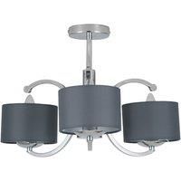 Silver Metal Three Curved Arm Semi Flush Pendant