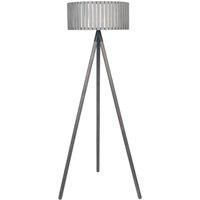 Antique Wood Slat Tripod Floor Lamp Complete