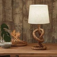 Jute Rope Knot Table Lamp with White Light Shade
