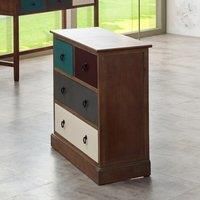 Pine Wood Multicoloured 4 Drawer Unit