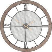 Natural Wood & Metal Round Wall Clock