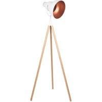 White Metal & Natural Wood Tripod Floor Film Light