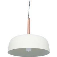 Contemporary Design Pendant Light WIth Matt White Finished Domed Metal Shade