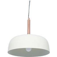 Contemporary Design Pendant Light WIth Matt White Finished Domed Metal Shade