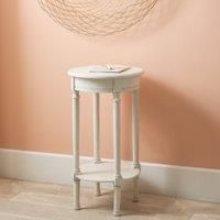 Elizabeth White Pine Wood Round Accent Table K/D, White