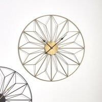 Celestial Antique Gold Metal Geo Design Round Wall Clock