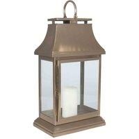 Pacific Antique Brass Steel And Glass Rectangular Lantern Large