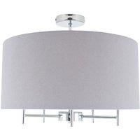 Silver Metal and Grey Linen Pendant, Silver