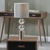 Pacific Lifestyle Harris Brushed Silver And Clear Glass Table Lamp, Silver