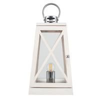 White Wash and Chrome Lantern Table Lamp