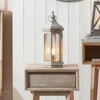 White Wash Wood Lantern Table Lamp