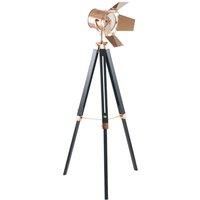 Copper And Black Tripod Floor Lamp, Black