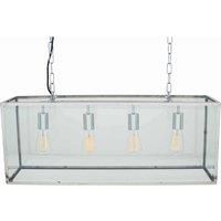 Pacific Llewellyn Silver Metal And Glass Four Bulb Pendant, Silver