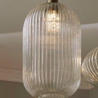 Clear Ribbed Glass Tall Pendant