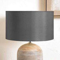 Ruma Steel Grey Silk Lined Cylinder Shade for Floor Lamps | Size: 18 inches