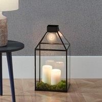 Pacific Lifestyle Antique Brass Metal And Glass Square Lantern, Gold