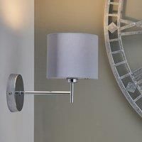 Silver Metal Straight Arm Linen Shade Wall Light