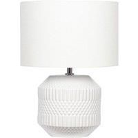 White Embossed Geo Ceramic Table Lamp