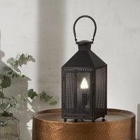 Matt Black Metal Punched Lantern Table Lamp