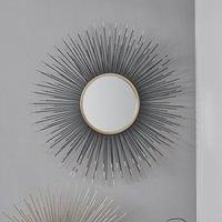 Pacific Black and Gold Metal Starburst Round Wall Mirror