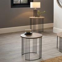 Pacific Lifestyle - Atri Set of Two Dark Wood and Black Metal Round Side Tables