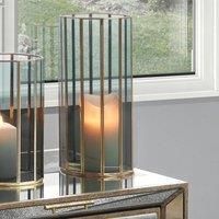 Glass and Brass Vase Grey Glass Panel Decorative Hurricane Vase Home Decor