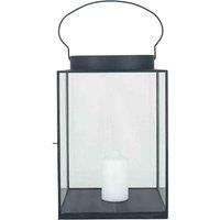 Matt Black Metal and Glass Large Square Lantern Home Accents Wedding Decorations
