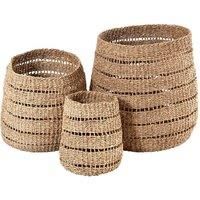 Pacific S 3 Woven Natural Seagrass Patterned Round Baskets