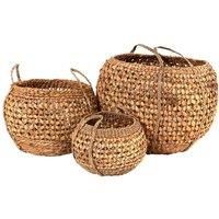 Pacific S 3 Woven Water Hyacinth Handled Round Baskets