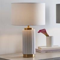 Pacific Ionic White Textured Ceramic And Gold Metal Table Lamp, White