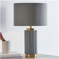 Pacific Ionic Grey Textured Ceramic And Gold Metal Table Lamp, Grey