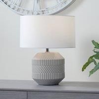 Pacific Meribel Grey Geo Textured Ceramic Table Lamp, Grey