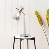 Pacific Monroe Smoke Waisted Glass And Silver Metal Table Lamp